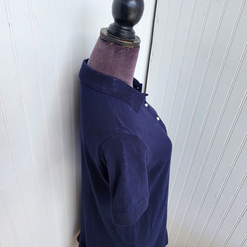 Cynthia Rowley Polo Shirt Dress Navy Blue Pockets Preppy Golf Tennis Cotton Sz M - Picture 5 of 9